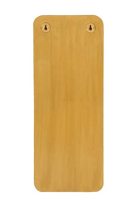 Amoliconcepts_Yellow Mango Wood And Brass Hand Carved Floral Rectangle Shaped Wall Decor_at_Aza_Fashions