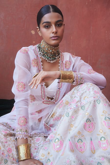Buy Aditi Gupta Ivory Sharara Banarasi Chanderi Woven And Embroidered Vintage Pattern Kurta Set Online at Aza Fashions Buy_Aditi Gupta_Ivory Sharara Banarasi Chanderi Woven And Embroidered Vintage Pattern Kurta Set _Online_at_Aza_Fashions