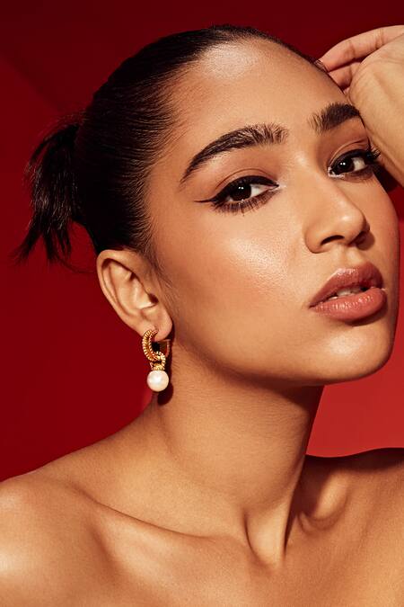 Anaash Gold Plated Pearls Oyster Baroque Hoops Online at Aza Fashions Anaash_Gold Plated Pearls Oyster Baroque Hoops _Online_at_Aza_Fashions