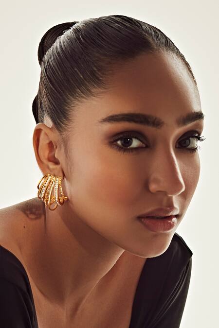 Anaash Gold Plated Pearls Shore Embellished Hoops Online at Aza Fashions Anaash_Gold Plated Pearls Shore Embellished Hoops _Online_at_Aza_Fashions
