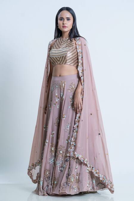 Buy_Nautanky_Purple Dupatta Organza, Sharara Organza, Top Soft Silk Embellished And Set _Online_at_Aza_Fashions