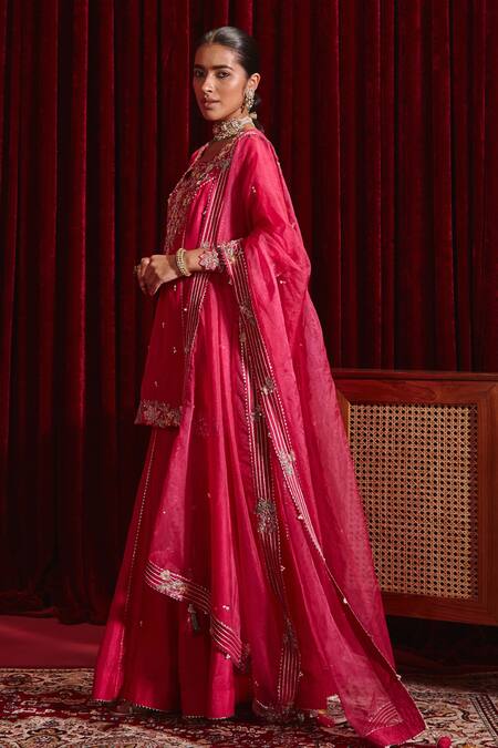 Buy Ajiesh Oberoi Pink Silk, Organza Beads, Tassels, Embroidery Manu Floral Kurta Gharara Set Online at Aza Fashions Buy_Ajiesh Oberoi_Pink Silk, Organza Beads, Tassels, Embroidery Manu Floral Kurta Gharara Set _Online_at_Aza_Fashions