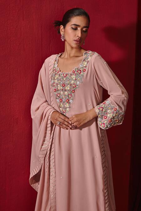 Buy Ajiesh Oberoi Pink Georgette, Rayon Embroidery, Gota Riwaaz Intricate Straight Kurta Set Online at Aza Fashions Buy_Ajiesh Oberoi_Pink Georgette, Rayon Embroidery, Gota Riwaaz Intricate Straight Kurta Set _Online_at_Aza_Fashions