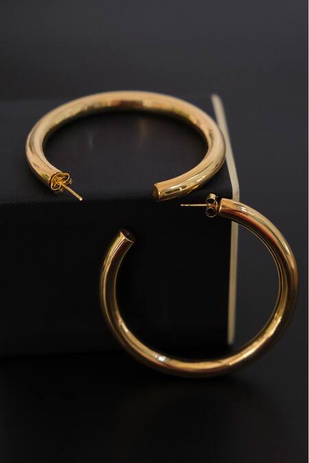 Anushka Jain Jewellery_Gold Plated Handcrafted Statement Hoops_Online_at_Aza_Fashions