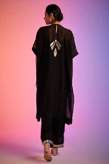 Buy_Gulabo By Abu Sandeep_Black Geometric Sequin Work Applique Kaftan _Online_at_Aza_Fashions