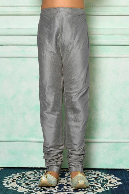 Petite Pomme Grey Silk Embroidery Leaf Pattern Kurta And Churidar Set Online at Aza Fashions Petite Pomme_Grey Silk Embroidery Leaf Pattern Kurta And Churidar Set _Online_at_Aza_Fashions