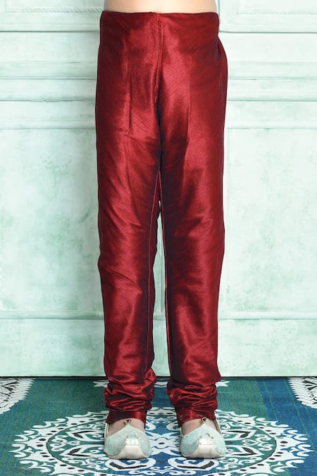 Petite Pomme_Black Silk Beads Embroidered Paisley Pattern Kurta With Churidar _Online_at_Aza_Fashions