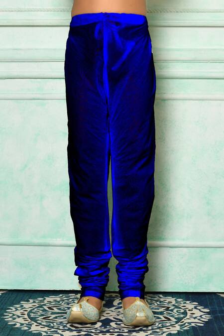 Petite Pomme_Blue Silk, Cotton Full Sleeve Straight Kurta Set _Online_at_Aza_Fashions