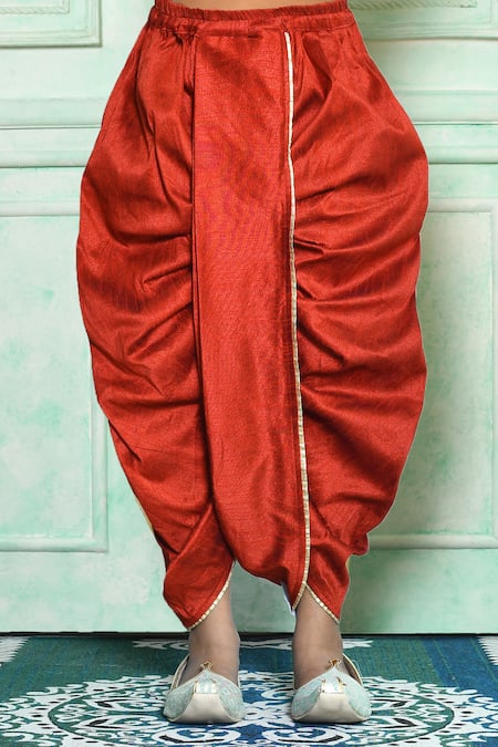 Buy_Petite Pomme_Off White Silk Beads, Stones Work Kurta And Contrast Dhoti Pant Set _Online_at_Aza_Fashions