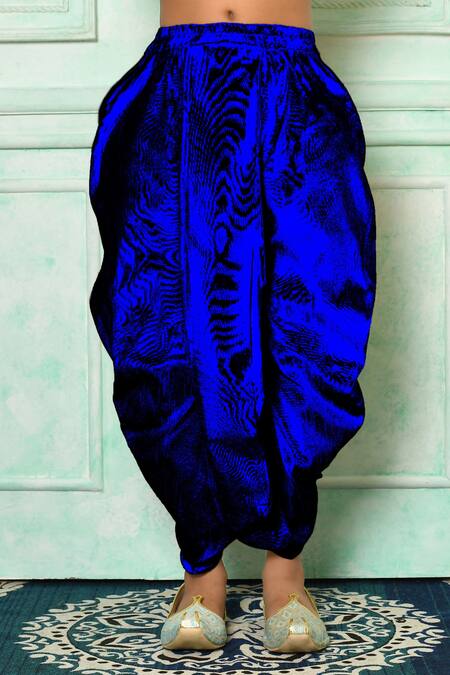 Petite Pomme_Blue Silk Full Sleeved Kurta And Dhoti Set _Online_at_Aza_Fashions