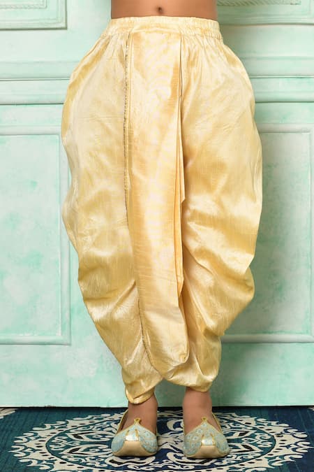 Petite Pomme_Blue Silk Full Sleeve Straight Kurta And Dhoti Pant Set _Online_at_Aza_Fashions