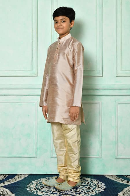 Buy_Petite Pomme_Brown Silk Solid Kurta  _Online_at_Aza_Fashions