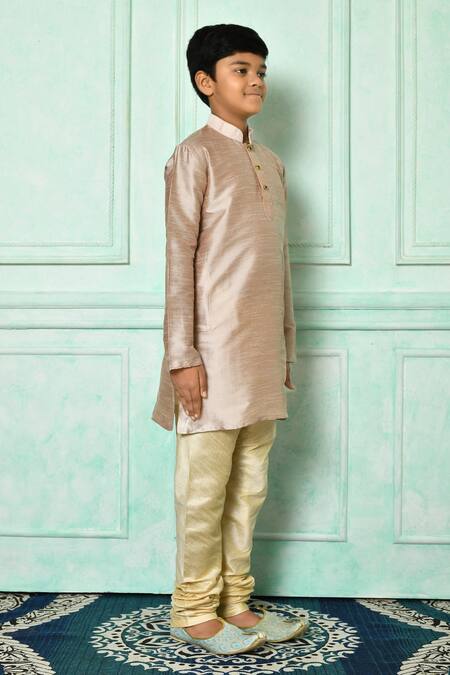 Shop_Petite Pomme_Brown Silk Solid Kurta  _Online_at_Aza_Fashions