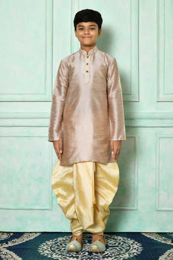 Buy Petite Pomme Brown Silk Solid Kurta And Dhoti Pant Set Online at Aza Fashions Buy_Petite Pomme_Brown Silk Solid Kurta And Dhoti Pant Set _Online_at_Aza_Fashions