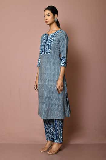Buy_Arihant Rai Sinha_Blue Dabu Print Kurta_Online_at_Aza_Fashions