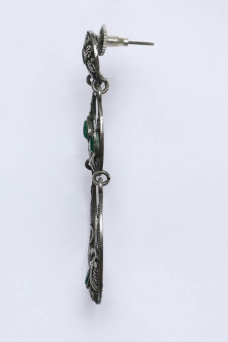 Buy_Nazaakat By Samara Singh_Black Carved And Stone Embellished & Chandbalis_Online_at_Aza_Fashions