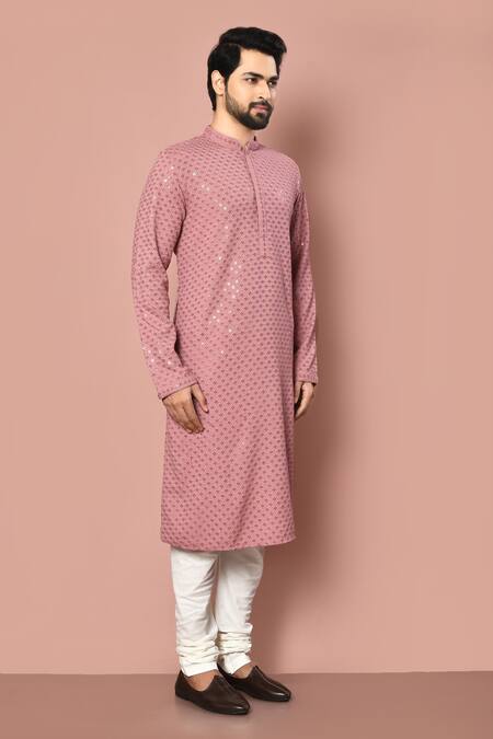 Buy Naintara Bajaj Brown Kurta Rayon Embroidery Thread Geometric Pattern Set Buy_Naintara Bajaj_Brown Kurta Rayon Embroidery Thread Geometric Pattern Set