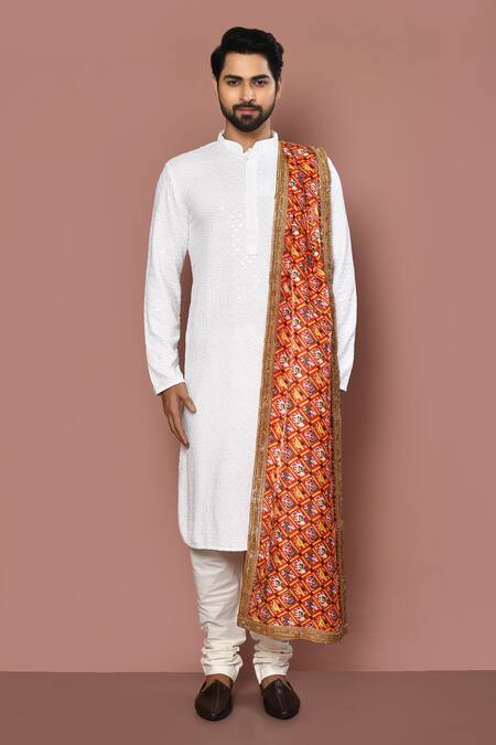 Aryavir Malhotra_Red Glass Patola Print Dupatta_Online_at_Aza_Fashions