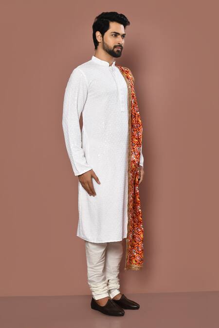 Shop_Aryavir Malhotra_Red Glass Patola Print Dupatta_Online_at_Aza_Fashions