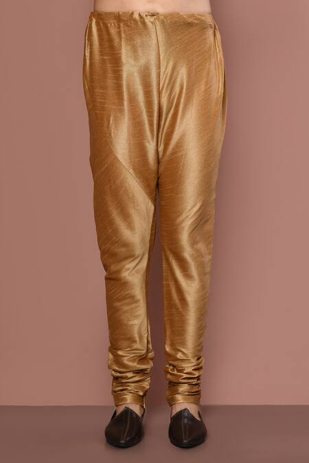 Aryavir Malhotra_Gold Dupion Silk Embroidered Thread Placket Kurta Set_Online_at_Aza_Fashions