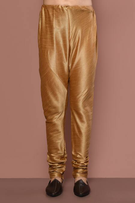 Aryavir Malhotra_Beige Dupion Silk Embroidered Thread Placket Kurta Set_Online_at_Aza_Fashions