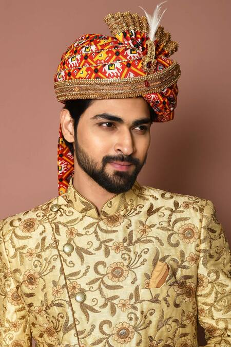 Buy_Aryavir Malhotra_Red Patola Silk Print Safa