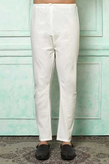 Arihant Rai Sinha_Grey Cotton Printed Floral Mandarin Collar Kurta And Aligarh Pyjama Set_Online_at_Aza_Fashions