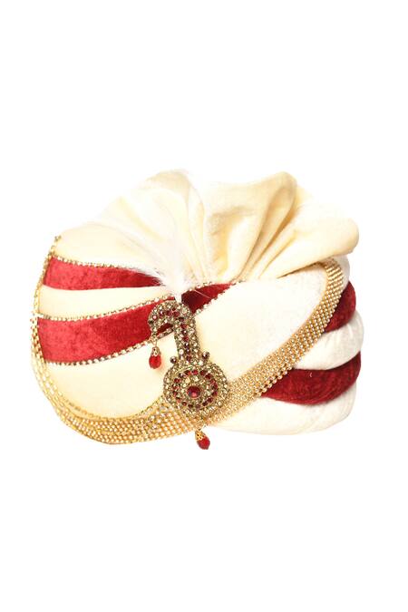 Shop_Aryavir Malhotra_Cream Glass Velvet Colorblock Safa