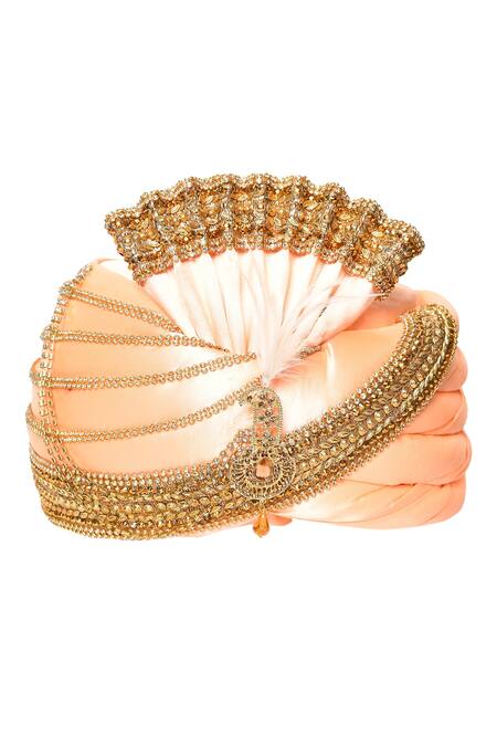 Aryavir Malhotra_Pink Glass Cotton Satin Border Embroidered Safa_at_Aza_Fashions