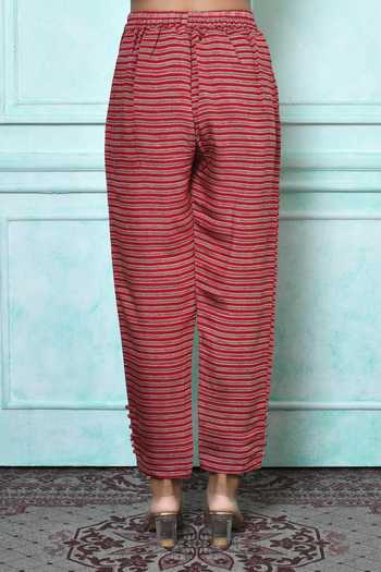 Nazaakat By Samara Singh_Pink Muslin Printed Floral Band Collar Kurta Pant Set_Online_at_Aza_Fashions
