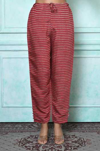 Buy_Nazaakat By Samara Singh_Pink Muslin Printed Floral Band Collar Kurta Pant Set_Online_at_Aza_Fashions