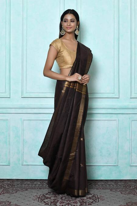 Adorning Brown Soft Silk Saree With Gratifying Blouse Piece – LajreeDesigner