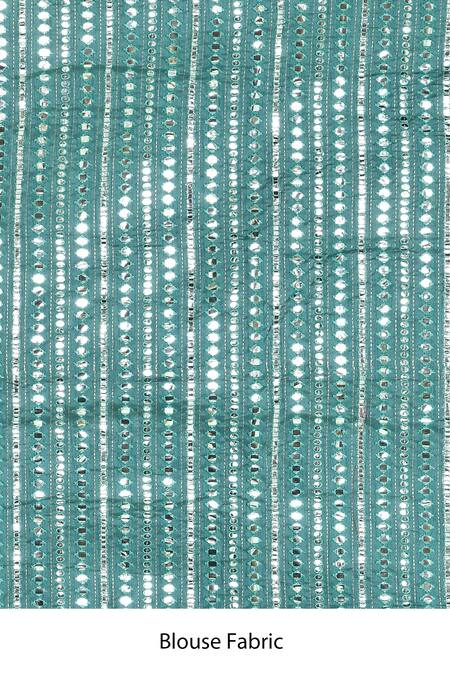 Samyukta Singhania_Blue Georgette Mirrors Teal Striped Saree_Online_at_Aza_Fashions