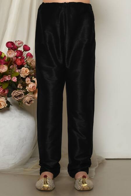 Petite Pomme_Maroon Brocade, Silk, Faux Leather Mughal Floral Print Jacket Kurta Set _Online_at_Aza_Fashions