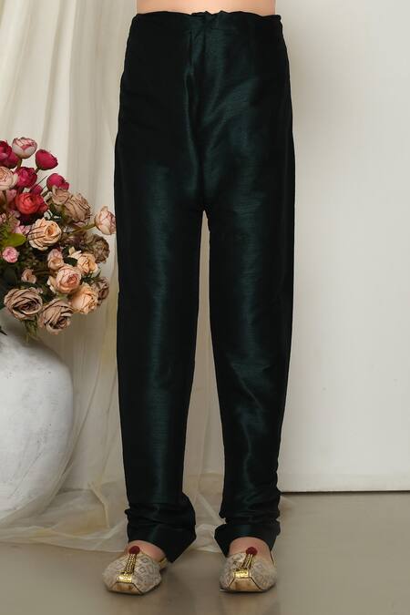 Buy_Petite Pomme_Green Silk Solid Straight Kurta With Pant _Online_at_Aza_Fashions