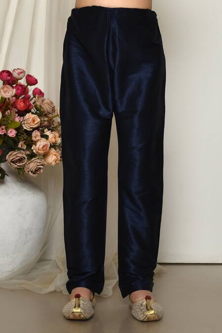 Buy_Petite Pomme_Blue Silk Solid Kurta Set With Pant _Online_at_Aza_Fashions