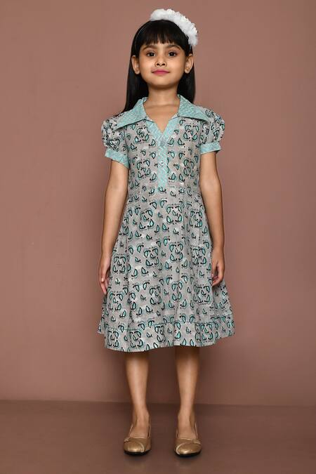Buy_Petite Pomme_Grey Cotton Duck Print Dress_Online_at_Aza_Fashions