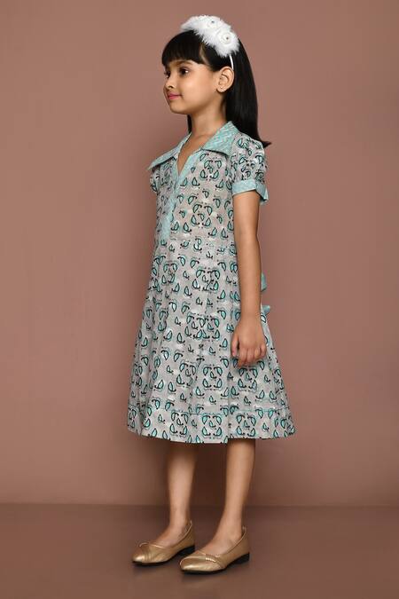 Shop_Petite Pomme_Grey Cotton Duck Print Dress_Online_at_Aza_Fashions