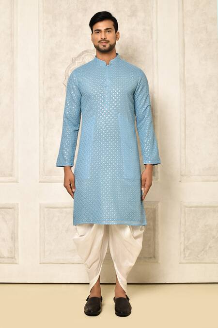 Shop Naintara Bajaj Blue Kurta Georgette Embroidered Sequin Set Online at Aza Fashions Shop_Naintara Bajaj_Blue Kurta Georgette Embroidered Sequin Set _Online_at_Aza_Fashions