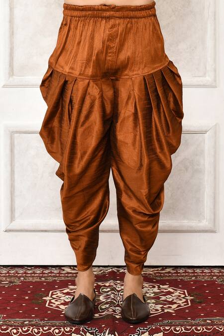 Arihant Rai Sinha_Brown Dupion Silk Plain Mandarin Collar Kurta Set_Online_at_Aza_Fashions