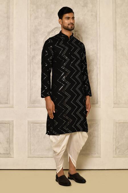 Buy Naintara Bajaj Black Kurta Georgette Embroidered Chevron And Patiala Set Buy_Naintara Bajaj_Black Kurta Georgette Embroidered Chevron And Patiala Set