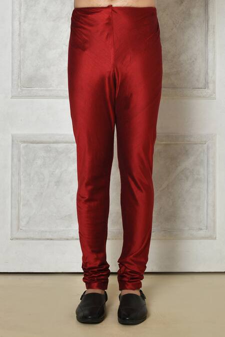 Samyukta Singhania_Red Cotton Silk Printed Chevron Kurta Set_Online_at_Aza_Fashions