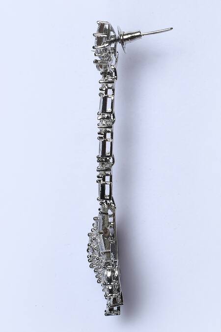 Buy_Nepra By Neha Goel_Silver Plated Zari Zircon Embellished Dangler Earrings_Online_at_Aza_Fashions