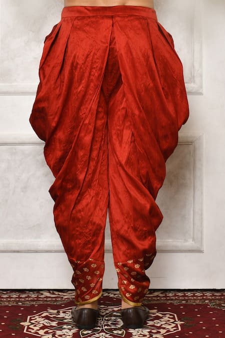Solid Color Dupion Silk Dhoti in Red : MLC500