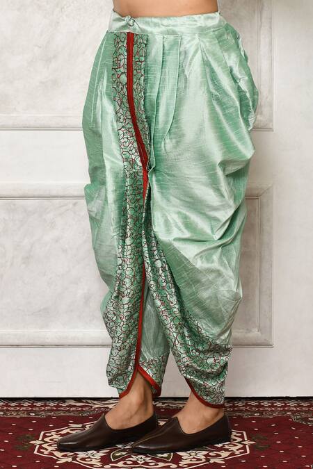 Readymade Green Top Dhoti Pant Set With Jacket Latest 159TB01