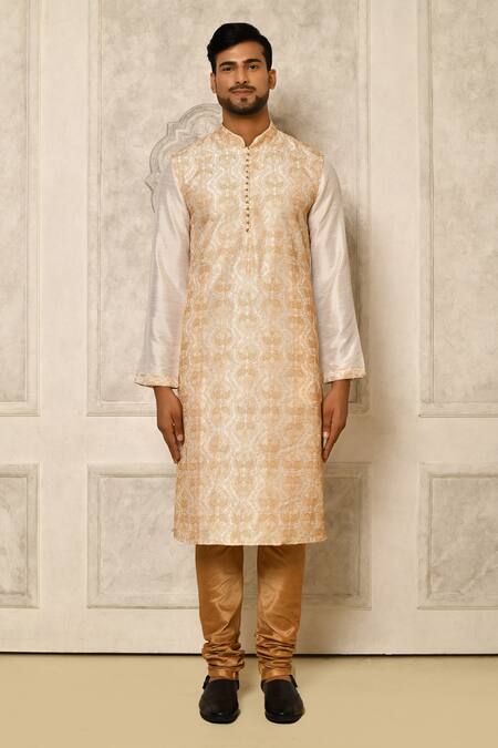 Shop_Naintara Bajaj_White Kurta Dupion Embroidered Floral Paisley Straight Set _Online_at_Aza_Fashions