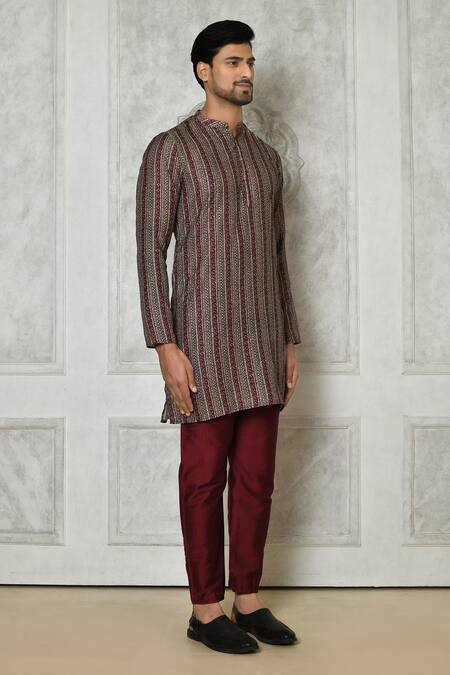 Buy_Samyukta Singhania_Multi Color Cotton, Silk Stripe Print Kurta Set