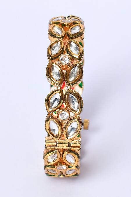Buy_Studio6 Jewels_White Gota Patti Kundan Embellished Bangles - Set Of 2_Online_at_Aza_Fashions