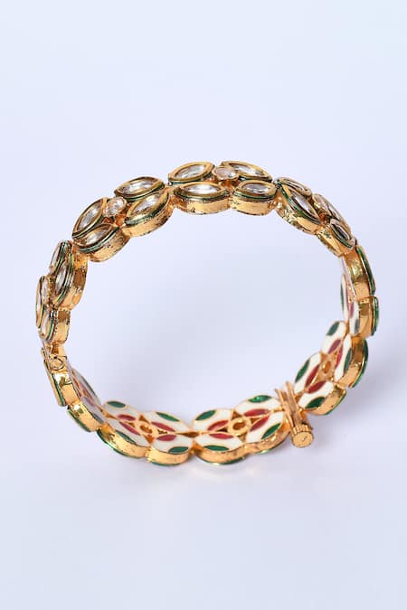 Shop_Studio6 Jewels_White Gota Patti Kundan Embellished Bangles - Set Of 2_Online_at_Aza_Fashions