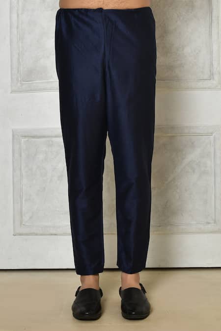 Buy_Arihant Rai Sinha_Blue Cotton, Silk Embroidery Geometric Print Kurta Set _Online_at_Aza_Fashions